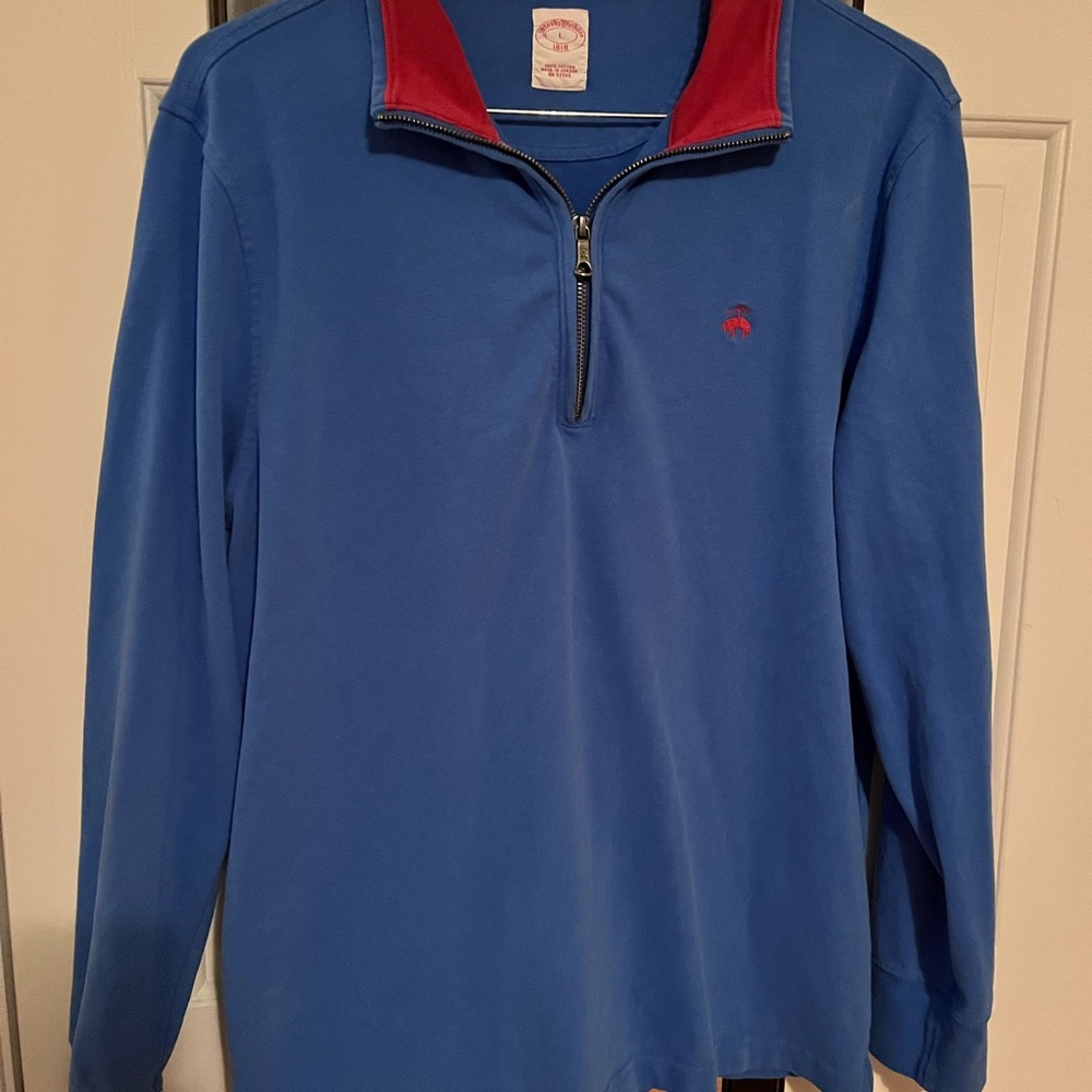Brooks Brothers Blue and Red Zip-Up Sweater